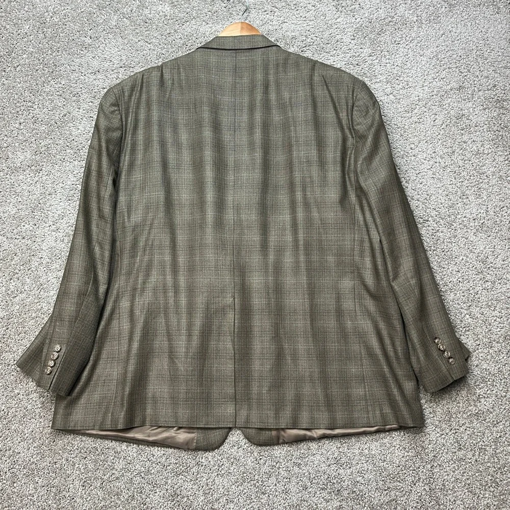 Lauren Ralph Lauren Blazer Mens 54R Olive Brown Silk Wool Glen Check Sport Coat